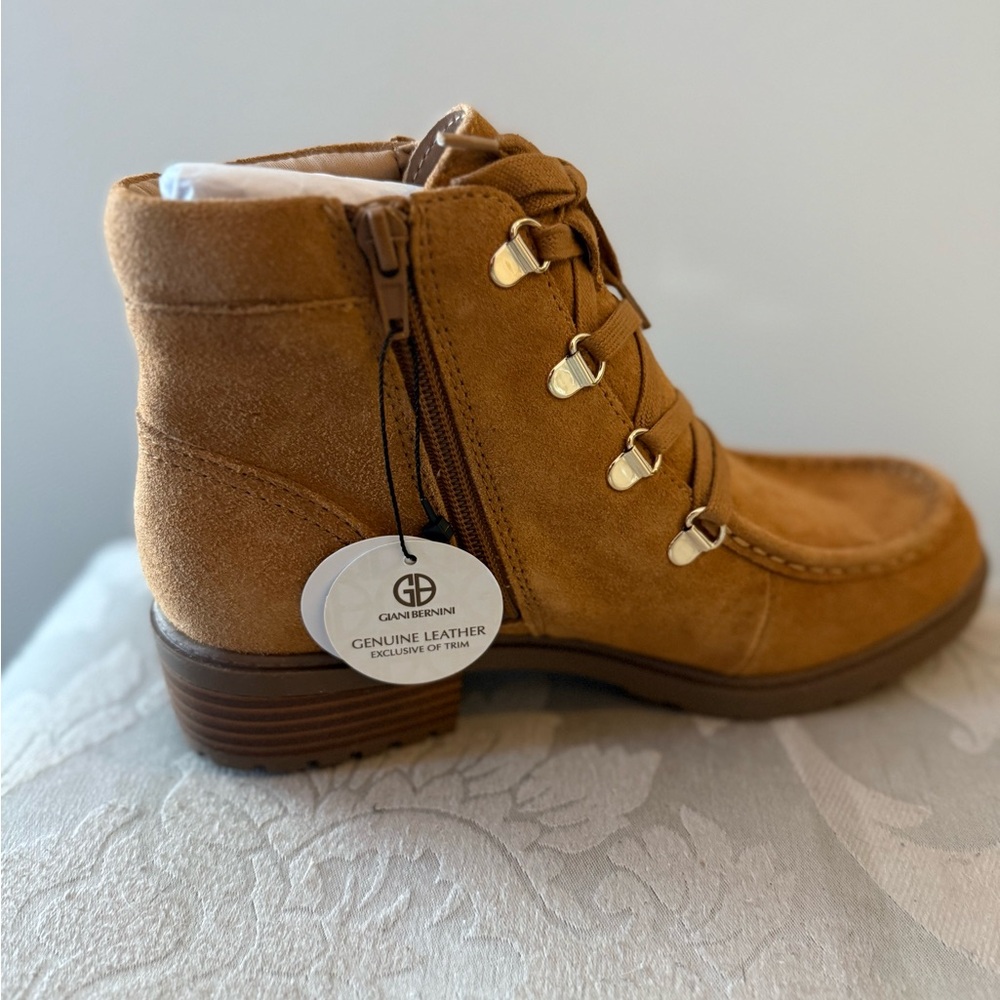 Gently Worn Giani Bernini Brown Lace-Up Ankle Boots - Picture 2 of 6